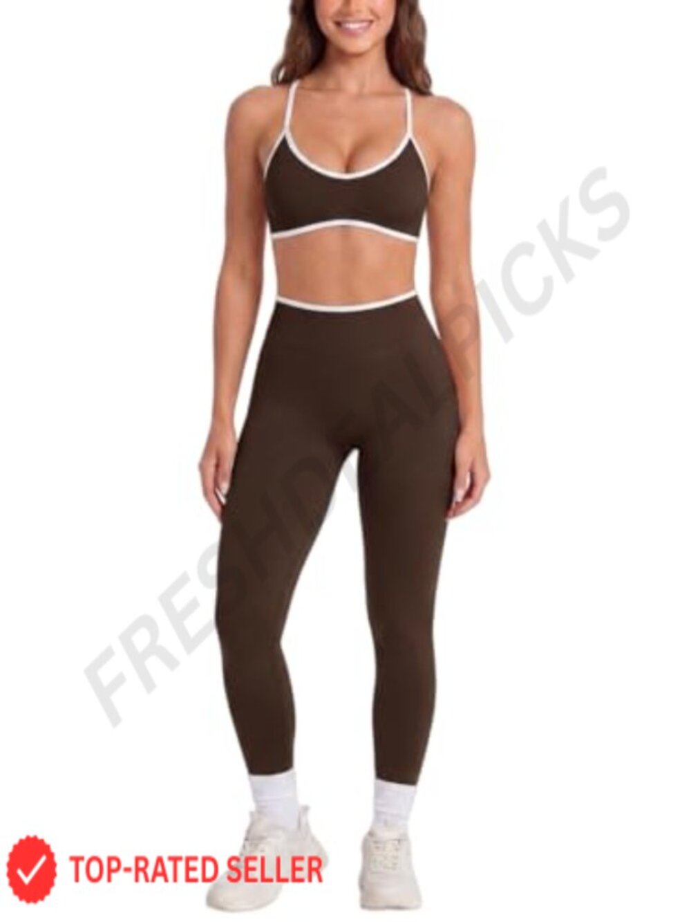 Two Piece Workout Set Seamless Sports Bra Tummy Control Leggings Gym Yoga